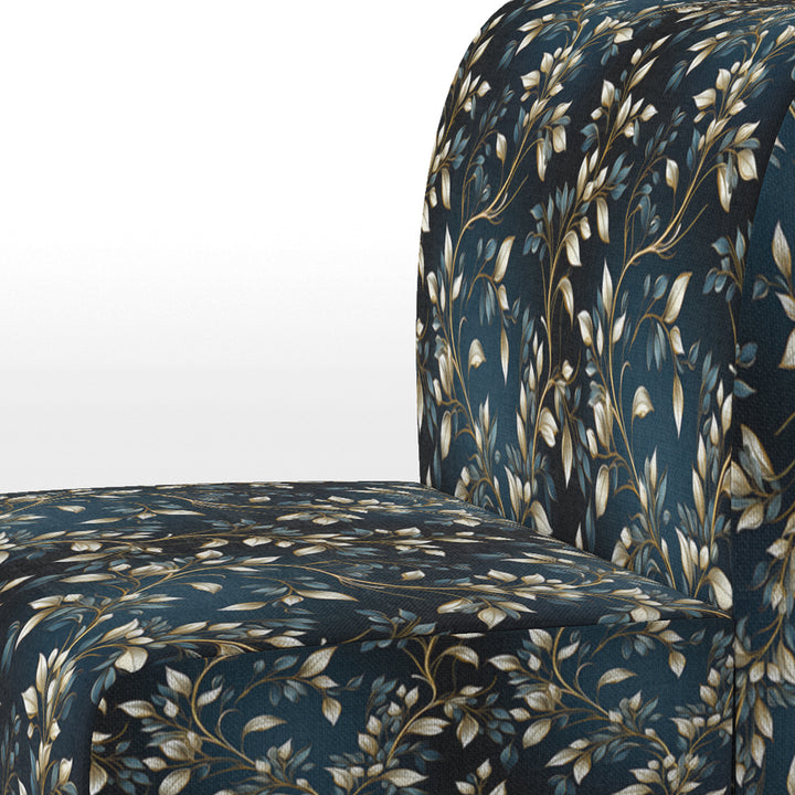 Gold And Blue Royal Botanical Vines - Cottage Accent Side Chair