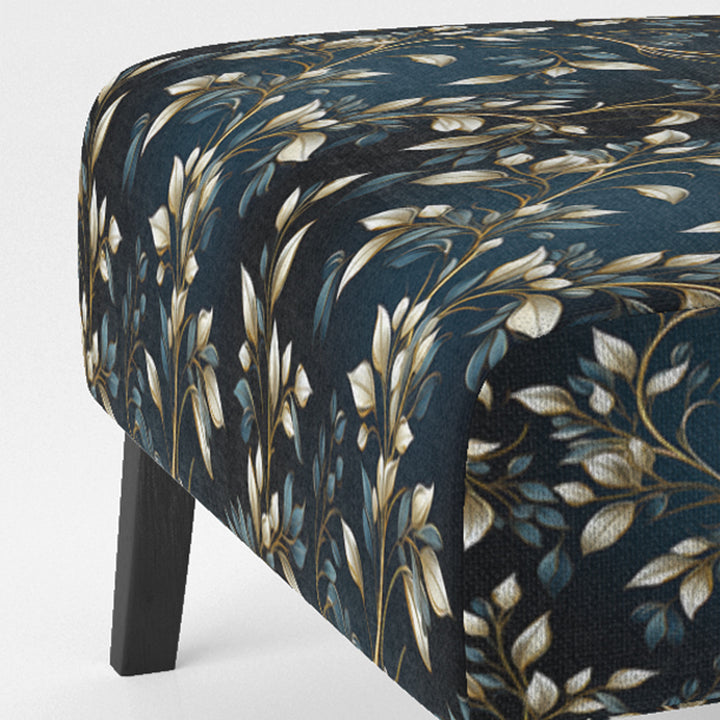Gold And Blue Royal Botanical Vines - Cottage Accent Side Chair
