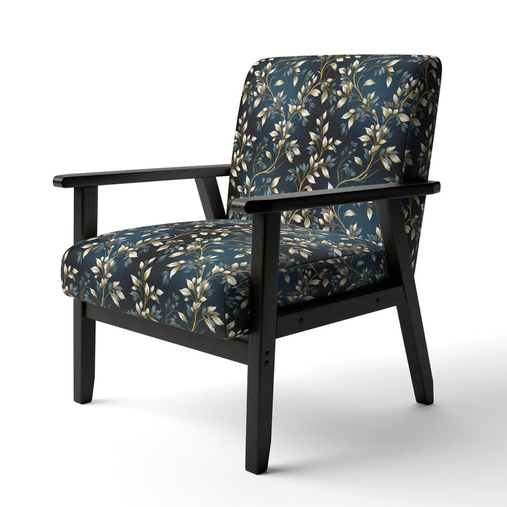 Gold And Blue Royal Botanical Vines - Cottage Accent Side Chair