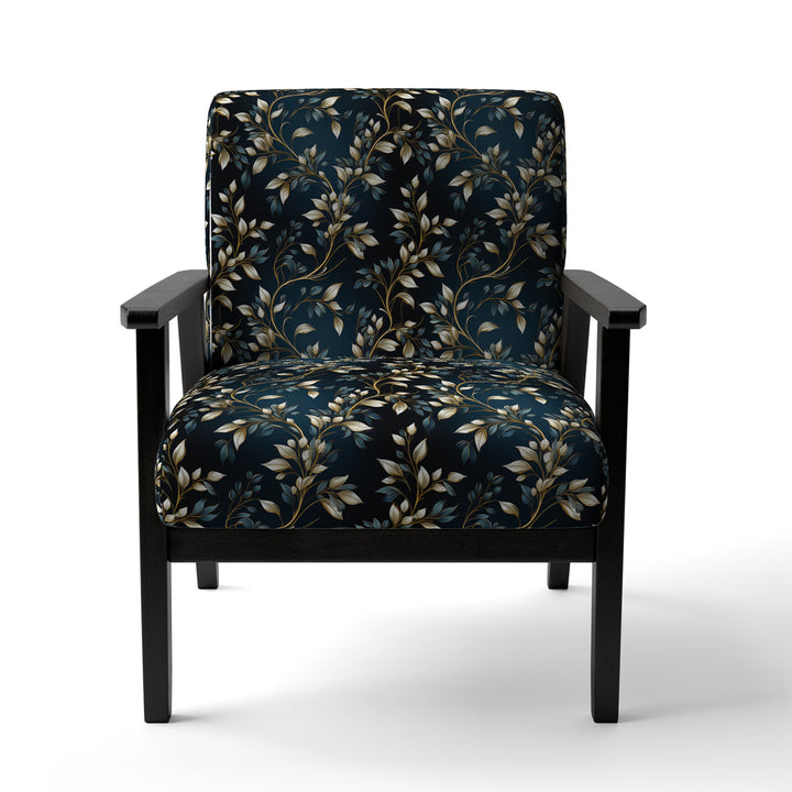 Gold And Blue Royal Botanical Vines - Cottage Accent Side Chair