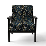 Gold And Blue Royal Botanical Vines - Cottage Accent Side Chair