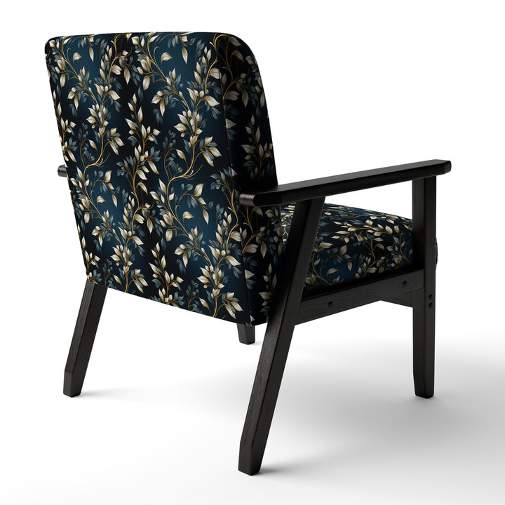 Gold And Blue Royal Botanical Vines - Cottage Accent Side Chair