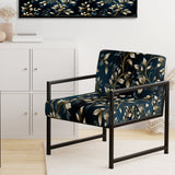 Gold And Blue Royal Botanical Vines - Cottage Accent Side Chair