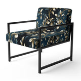 Gold And Blue Royal Botanical Vines - Cottage Accent Side Chair