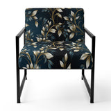 Gold And Blue Royal Botanical Vines - Cottage Accent Side Chair