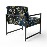 Gold And Blue Royal Botanical Vines - Cottage Accent Side Chair