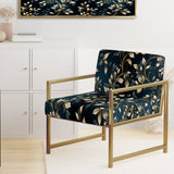 Gold And Blue Royal Botanical Vines - Cottage Accent Side Chair