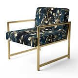 Gold And Blue Royal Botanical Vines - Cottage Accent Side Chair