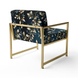 Gold And Blue Royal Botanical Vines - Cottage Accent Side Chair