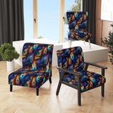 Blue And Pruple Vibrant Peacock Feather- Upholstered Accent Chair