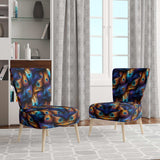 Blue And Pruple Vibrant Peacock Feather- Upholstered Accent Chair