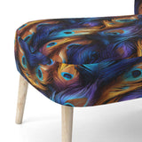 Blue And Pruple Vibrant Peacock Feather- Upholstered Accent Chair