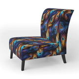 Blue And Pruple Vibrant Peacock Feather- Upholstered Accent Chair