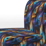 Blue And Pruple Vibrant Peacock Feather- Upholstered Accent Chair