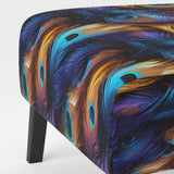 Blue And Pruple Vibrant Peacock Feather- Upholstered Accent Chair