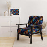 Blue And Pruple Vibrant Peacock Feather- Upholstered Accent Chair