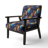 Blue And Pruple Vibrant Peacock Feather- Upholstered Accent Chair