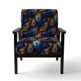 Blue And Pruple Vibrant Peacock Feather- Upholstered Accent Chair