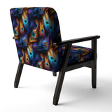 Blue And Pruple Vibrant Peacock Feather- Upholstered Accent Chair