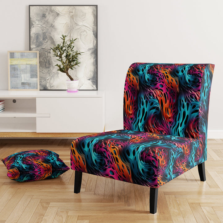Futuristic Striped Fusion - Upholstered Modern Accent Chairs