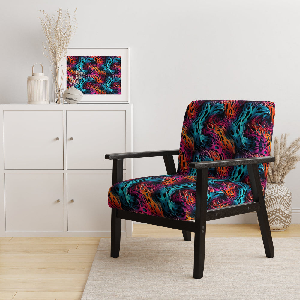 Futuristic Striped Fusion - Upholstered Modern Accent Chairs