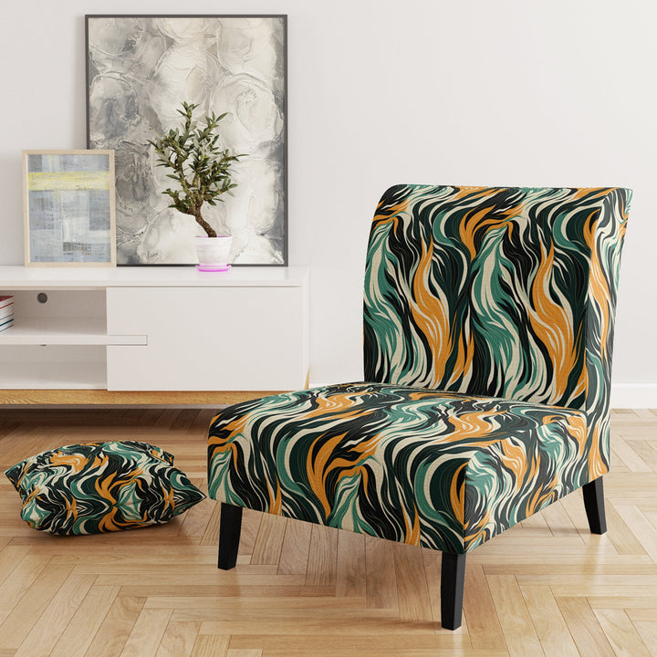 Jungle Majesty In Orange And Green - Modern Accent Side Chair