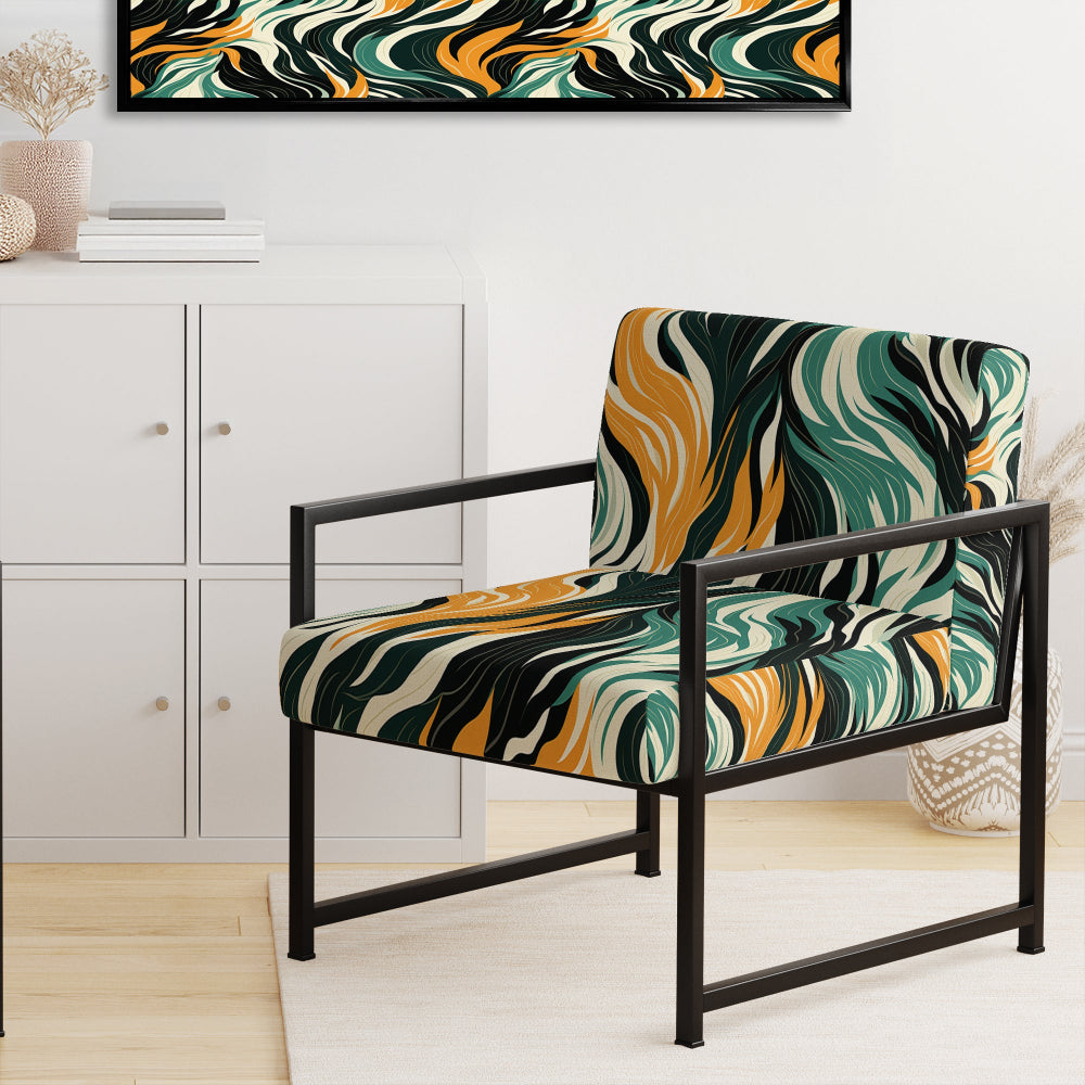Jungle Majesty In Orange And Green - Modern Accent Side Chair