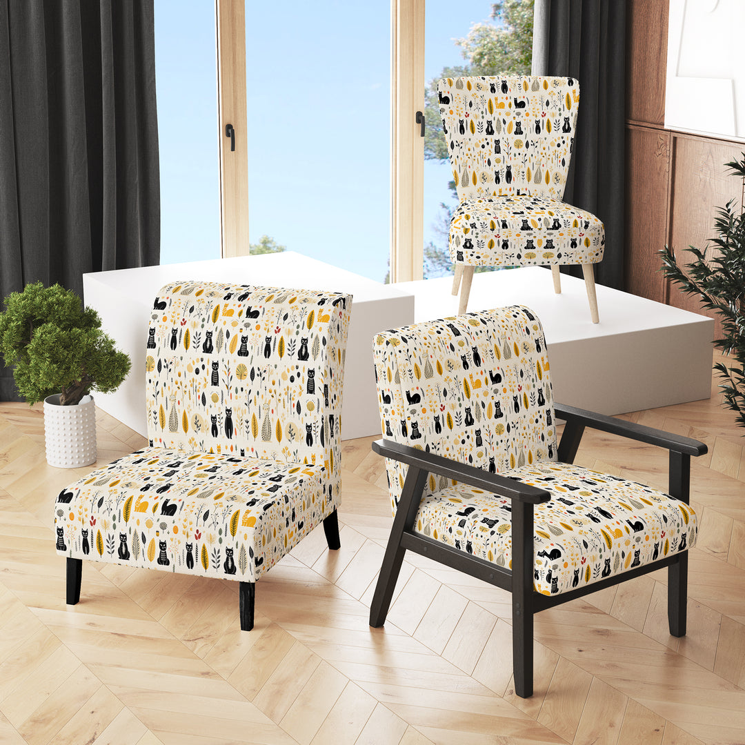 Minimalist Forest Animal Pattern - Farmhouse Accent Chair