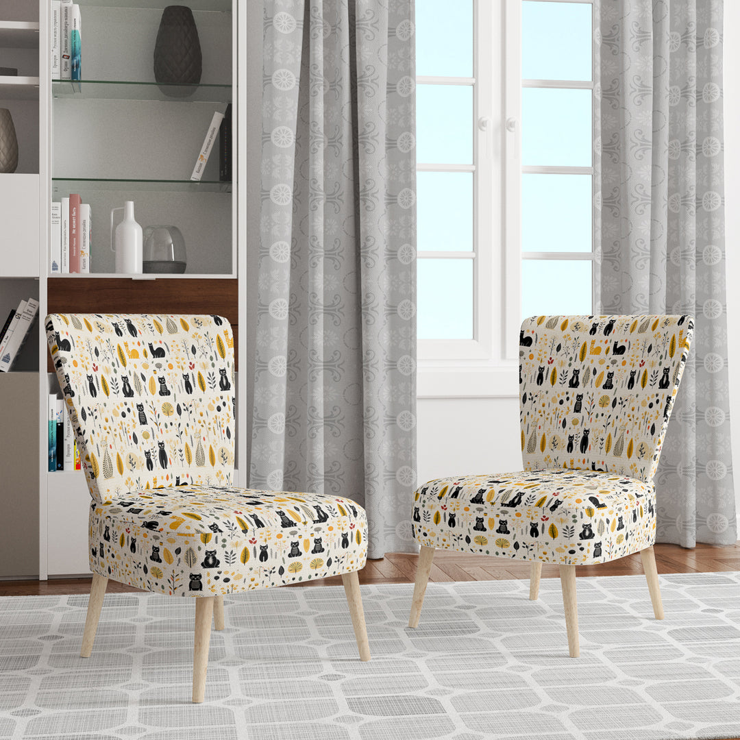 Minimalist Forest Animal Pattern - Farmhouse Accent Chair