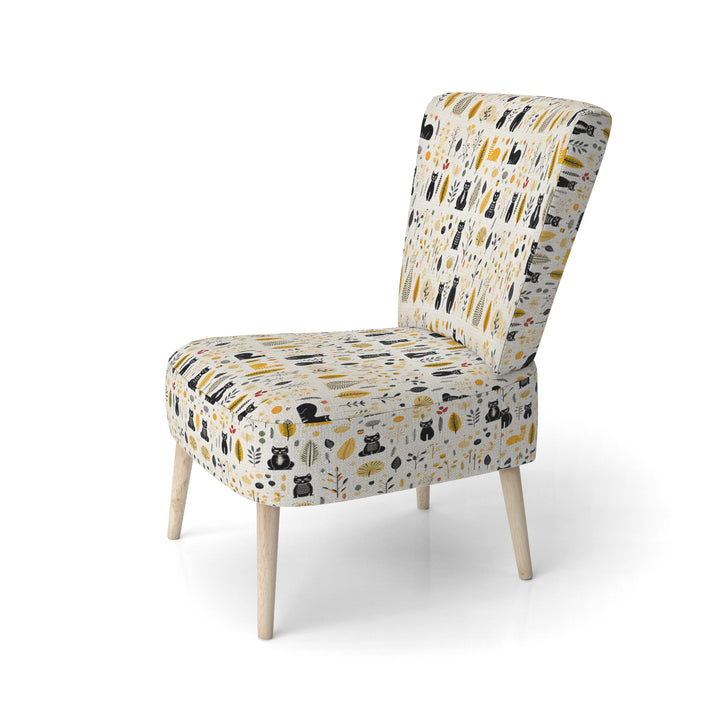 Minimalist Forest Animal Pattern - Farmhouse Accent Chair