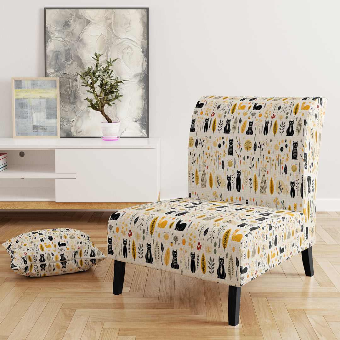 Minimalist Forest Animal Pattern - Farmhouse Accent Chair