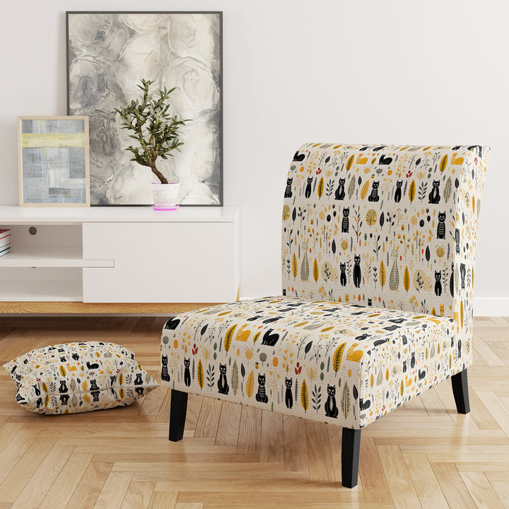 Minimalist Forest Animal Pattern - Farmhouse Accent Chair