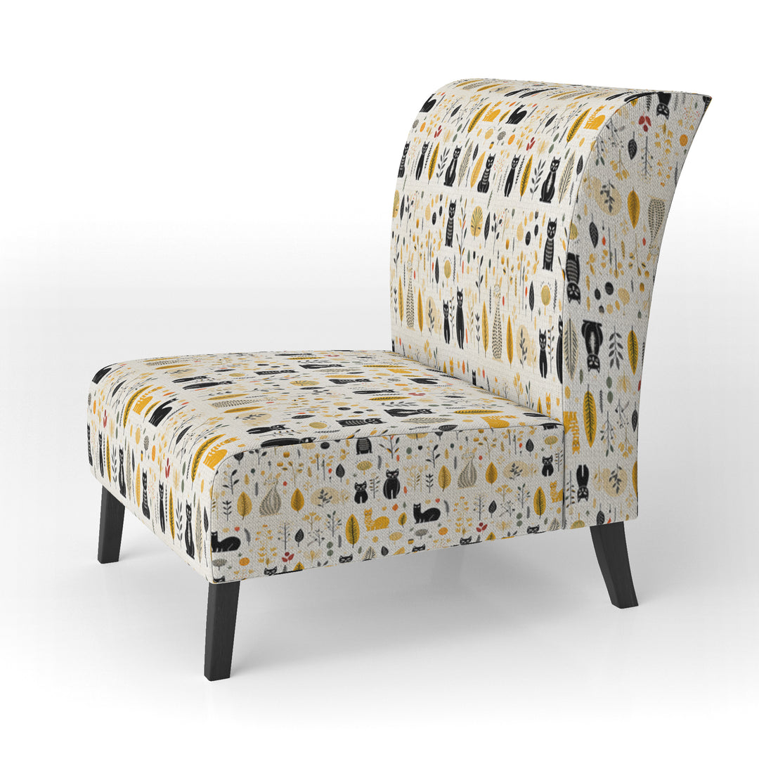 Minimalist Forest Animal Pattern - Farmhouse Accent Chair