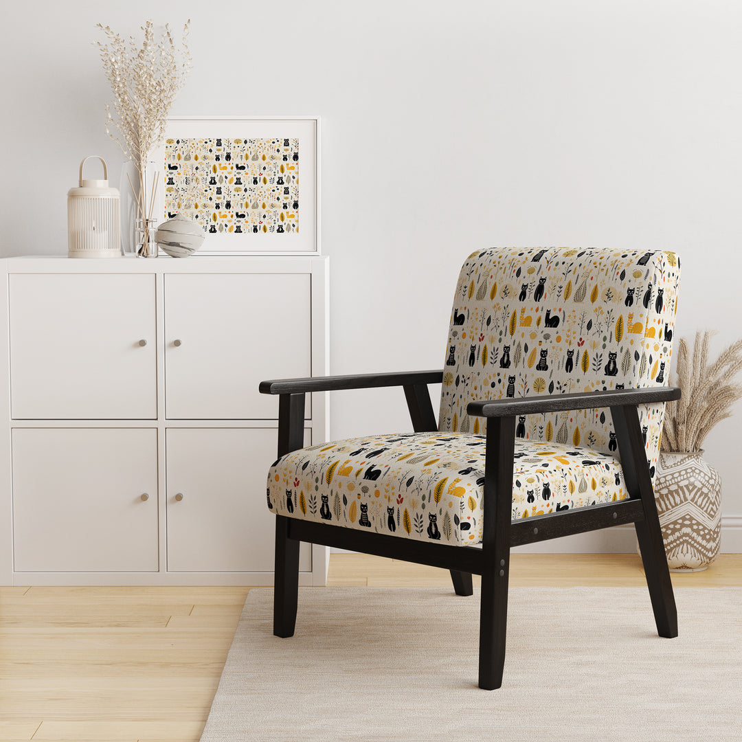 Minimalist Forest Animal Pattern - Farmhouse Accent Chair