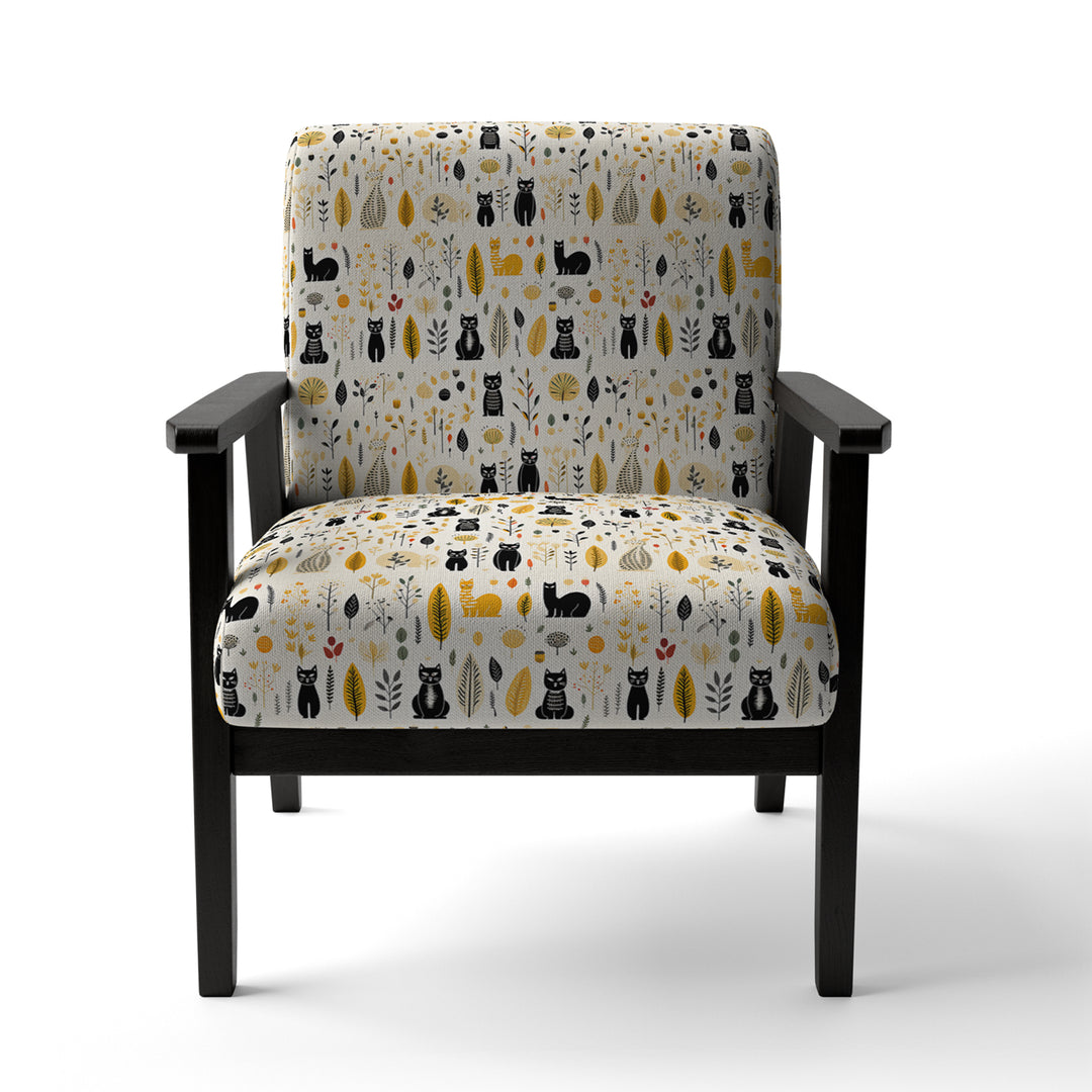 Minimalist Forest Animal Pattern - Farmhouse Accent Chair