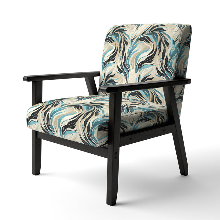 Teal And Cream Natures Whispers - Upholstered Modern Accent Chairs