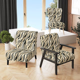 Retro Futurism In Beige And Black Waves - Modern Arm Chair