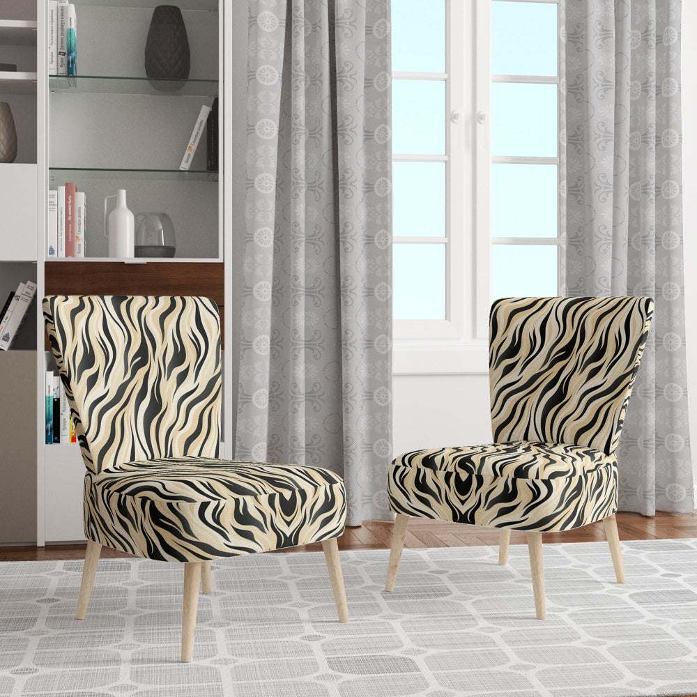 Retro Futurism In Beige And Black Waves - Modern Arm Chair
