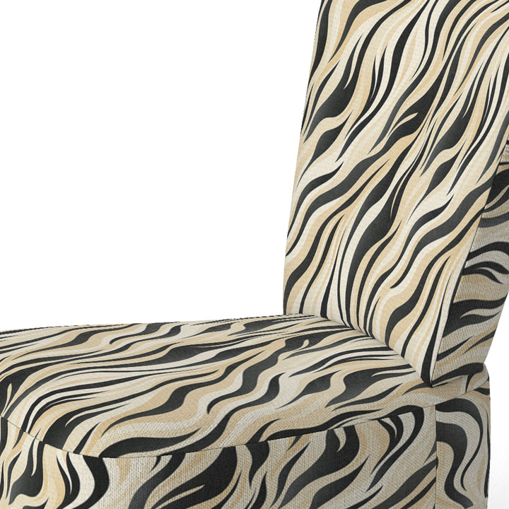 Retro Futurism In Beige And Black Waves - Modern Arm Chair