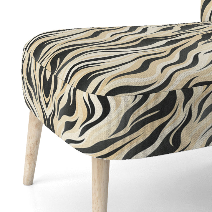 Retro Futurism In Beige And Black Waves - Modern Arm Chair
