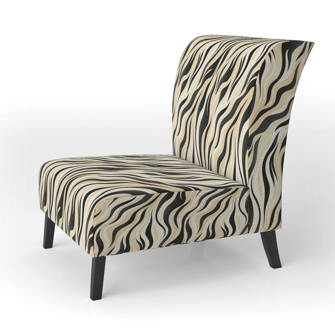 Retro Futurism In Beige And Black Waves - Modern Arm Chair