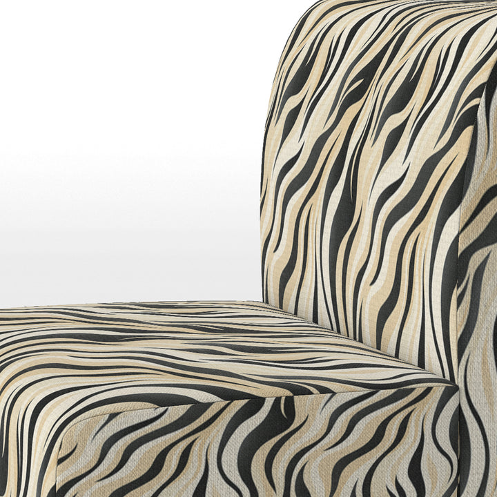 Retro Futurism In Beige And Black Waves - Modern Arm Chair