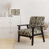 Retro Futurism In Beige And Black Waves - Modern Arm Chair