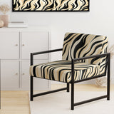 Retro Futurism In Beige And Black Waves - Modern Arm Chair