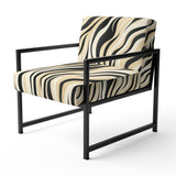 Retro Futurism In Beige And Black Waves - Modern Arm Chair