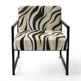 Retro Futurism In Beige And Black Waves - Modern Arm Chair