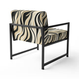 Retro Futurism In Beige And Black Waves - Modern Arm Chair