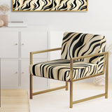 Retro Futurism In Beige And Black Waves - Modern Arm Chair