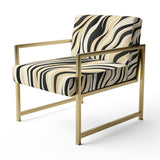 Retro Futurism In Beige And Black Waves - Modern Arm Chair