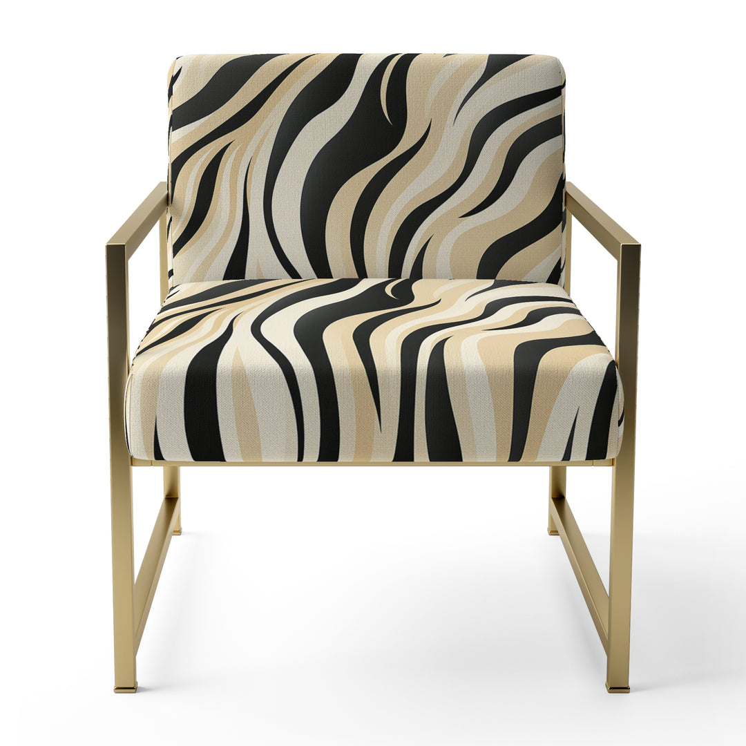 Retro Futurism In Beige And Black Waves - Modern Arm Chair